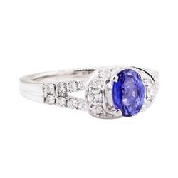 1.63 ctw Sapphire Stone And Diamond Ring -Platinum and 14KT White Gold