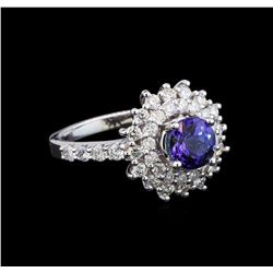 14KT White Gold 1.14 ctw Tanzanite and Diamond Ring