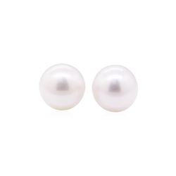 10mm Freshwater Pearl Earrings - 14KT White Gold