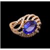 Image 1 : 14KT Rose Gold 3.37 ctw Tanzanite and Diamond Ring