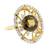 Image 1 : 4.85 ctw Yellow Zircon And Diamond Ring - 18KT Yellow Gold