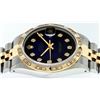 Image 7 : Rolex Mens 2 Tone 14K Blue Vignette Pyramid Diamond Datejust Wristwatch