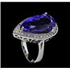 Image 4 : 11.34 ctw Tanzanite and Diamond Ring - 14KT White Gold