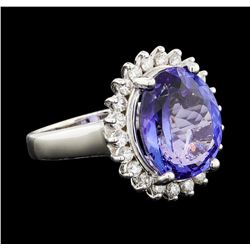 7.50 ctw Tanzanite and Diamond Ring - 14KT White Gold