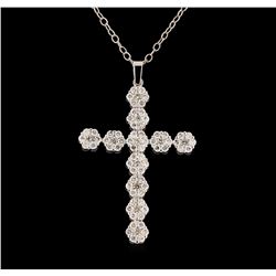 2.23 ctw Diamond Cross Pendant With Chain - 14KT White Gold