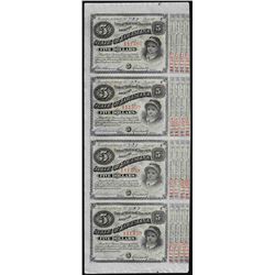 Uncut Sheet of (4) State of Louisiana Baby Bond Obsolete Notes