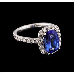 2.11 ctw Tanzanite and Diamond Ring - 14KT White Gold