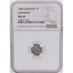 1680 Germany 1 Pfennig Nurnberg Coin NGC MS64