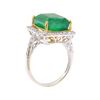 Image 4 : 10.80 ctw Emerald and Diamond Ring - 14KT White and Yellow Gold