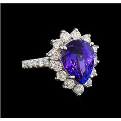 14KT White Gold 4.48 ctw Tanzanite and Diamond Ring