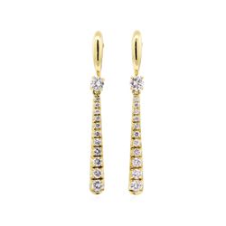 1.00 ctw Diamond Dangle Earrings - 18KT Yellow Gold