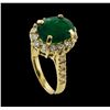 Image 4 : 3.13 ctw Emerald and Diamond Ring - 14KT Yellow Gold