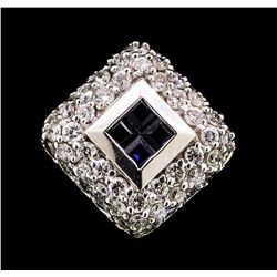 0.55 ctw Diamond and Sapphire Pendant - 14KT White Gold