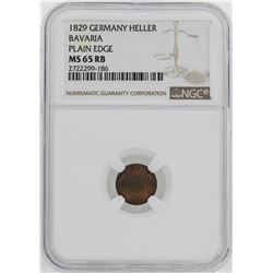 1829 Germany Bavaria Heller Coin NGC MS65RB