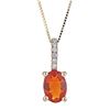 Image 1 : 0.53 ctw Fire Opal and Diamond Pendant - 14KT Yellow Gold