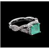 Image 1 : 1.45 ctw Emerald and Diamond Ring - 14KT White Gold