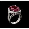 Image 4 : GIA Cert 12.23 ctw Ruby and Diamond Ring - 14KT White Gold