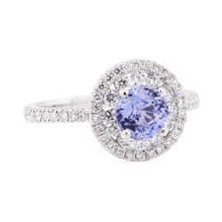 2.41 ctw Sapphire And Diamond Ring - 14KT White Gold