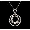 Image 1 : 0.12 ctw Diamond Pendant With Chain - 14KT White Gold