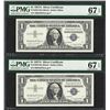 Image 1 : Lot of (2) Consecutive 1957A $1 Silver Certificate Notes PMG Superb Gem Unc 67EP