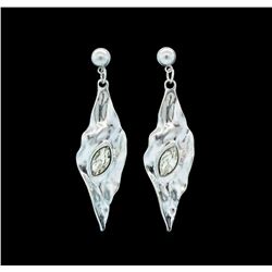 Fall Leaf Crystal Earrings - Rhodium Plated