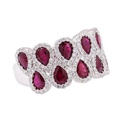 3.55 ctw Ruby And Diamond Ring - 14KT White Gold