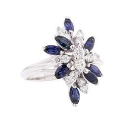 1.40 ctw Sapphire and Diamond Ring - 14KT White Gold