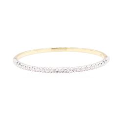 0.70 ctw Diamond Bangle Bracelet - 14KT Yellow And White Gold