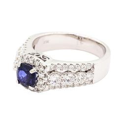 1.86 ctw Sapphire and Diamond Ring - 14KT White Gold