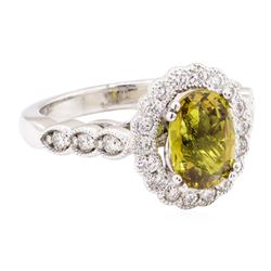 3.17 ctw Yellow Sapphire And Diamond Ring - 14KT White Gold