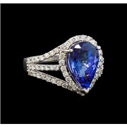 18KT White Gold 4.42 ctw Tanzanite and Diamond Ring