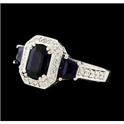 2.73 ctw Sapphire and Diamond Ring - 14KT White Gold