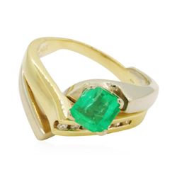 1.2 ctw Emerald Ring - 14KT Yellow Gold