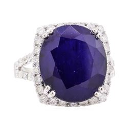 15.10 ctw Sapphire and Diamond Ring - 14KT White Gold