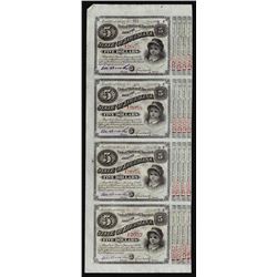 Uncut Sheet of (4) State of Louisiana Baby Bond Obsolete Notes