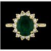 Image 2 : 3.45 ctw Emerald and Diamond Ring - 14KT Yellow Gold