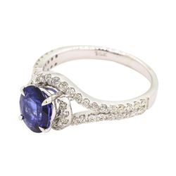 1.98 ctw Sapphire and Diamond Ring - 14KT White Gold