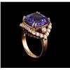 Image 4 : 10.21 ctw Tanzanite and Diamond Ring - 14KT Rose Gold