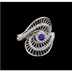 0.27 ctw Sapphire and Diamond Ring - 14KT White Gold