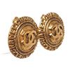 Image 2 : Chanel Gold CC Round Disk Logo Vintage Clip On Earrings