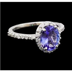 1.78 ctw Tanzanite and Diamond Ring - 14KT White Gold