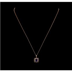 1.14 ctw Sapphire and Brown and White Diamond Pendant & Chain - 14KT Rose Gold