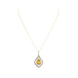 5.00 ctw Colored Stone And Diamond Pendant & Chain - 14KT Yellow Gold