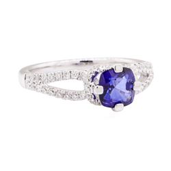 1.42 ctw Sapphire And Diamond Ring - 18KT White Gold