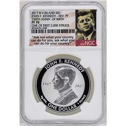 2017 British Virgin Islands $1 John F. Kennedy Reverse Proof Coin NGC PF70