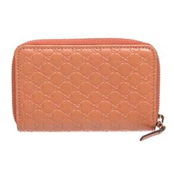 Gucci Peach MicroGuccissima Leather Card Holder Wallet