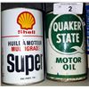 Image 1 : VINTAGE QUAKER STATE & SHELL OIL TINS