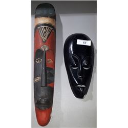 2 AFRICAN WOOD TRIBAL MASKS