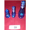 Image 1 : 3 BLUE ART GLASS PERFUME BOTTLES