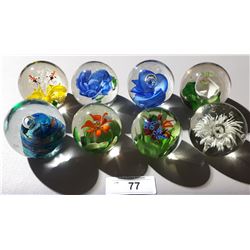 8 ART GLASS PAPERWEIGHTS